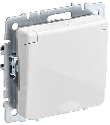 BRITE Розетка 1-местная с заземлением с защитными шторками и крышкой 16А IP20 РСбш10-3-БрБ белый IEK BR-R16-16-K01