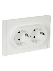 FORTE&PIANO Розетка 2-местная с заземлением с защитными шторками безвинтовое крепление 16А FP223 белый IEK FP-R24-16-1-K01