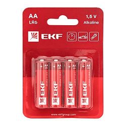 Алкалиновая батарейка АА(LR6) блистер 4шт. EKF LR6-BL4
