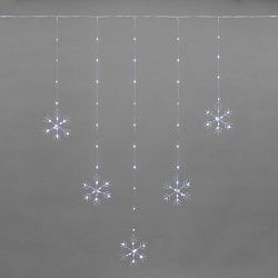Гирлянда Светодиодный занавес из росы с фигурами Снежинок БЕЛЫЙ IP20 USB + пульт управления NEON-NIGHT 315-845