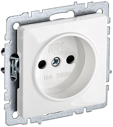 BRITE Розетка 1-местная без заземления с защитными шторками 10А РСш10-2-БрБ белый IEK BR-R13-10-K01