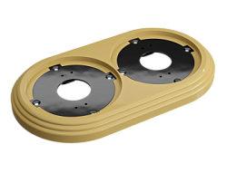 Рамка двухместная пластиковая, 163x92x14 мм, цвет - песочное золото, серия УСАДЬБА, ТМ МЕЗОНИНЪ GE30702-32