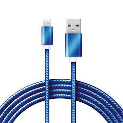 Кабель USB-A – Lightning для Apple, 2,4A 1м, в синей нейлоновой оплетке REXANT 18-7052