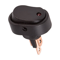 Выключатель клавишный 12V 30А (3с) ON-OFF черный ОВАЛ с красной LED подсветкой (RWB-523, ASW-20D)  REXANT 36-2670