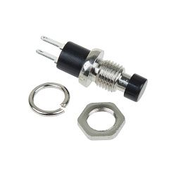 Выключатель-кнопка металл 220V 2А (2с) OFF-(ON) Ø7.2 черная Micro (RWD-301, PBS-10B) REXANT 36-3311