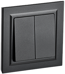 BRITE Выключатель 2-клавишный 10А в сборе ВСР10-2-0-БрЧ черный IEK BR-V20-0-10-K02-F