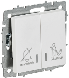 BRITE Выключатель 2-клавишный с индикацией для отелей 10А ВС10-2-9-БрАБ арктический белый IEK BR-V20-2-10-K91