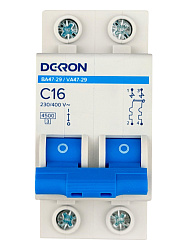 Автоматический выключатель ВА47-29 2P С16A 4,5кА mcb29-2-C16-dek