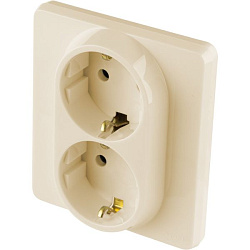 INSPIRIA Розетка 2-местная с заземлением без защитных шторок 16А в сборе слоновая кость 673751
