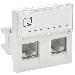 PRIMER РКИ-22-00-П-6 Розетка компьютерная RJ45 UTP кат.6 (2 модуля 2 входа) белая IEK PR-KK40D-RI-0-2-2C06U-K01