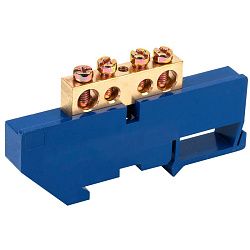 Шина «N» нулевая с синим изолятором на DIN-рейку 8x12мм стойка бол. 4 группы REXANT 11-2345