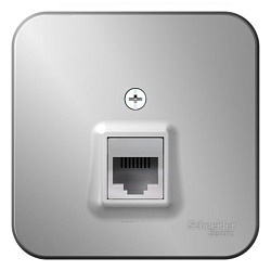 Розетка телефонная 1-м ОП Blanca RJ11 с изолир. пластиной алюм. SE BLNIA011003 1210563