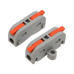 Клемма СМК 222-421P проходная 1 полюс, с монтажной площадкой (0,08-4 мм²), серая (50 шт./уп.) REXANT 07-6261