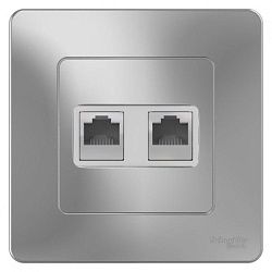 Розетка компьютерная + телефонная 2-м СП Blanca RJ45 кат.5E + RJ11 алюм. SE BLNIS045113 1210338