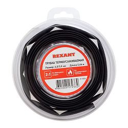 Трубка термоусаживаемая ТУТ нг 6,0/3,0мм, черная, ролик 2,44м REXANT 29-0036