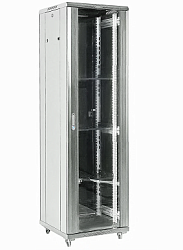 Напольный шкаф 19" 32U 600×600×1609 (ШxГxВ), дверь стекло, металлическая задняя дверь, боковые съемные стенки, RAL 7035 REXANT 04-3266-211