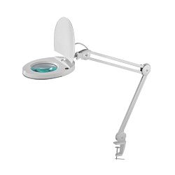 Лупа на струбцине круглая 8D с подсветкой и крышкой, ø127мм, белая (6025,BO) REXANT 31-0221