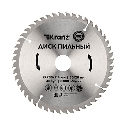 Диск пильный 200 мм х 48 зуб х 30/20 мм KRANZ KR-92-0118