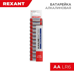 Батарейка алкалиновая AA/LR6, 1,5В, 24 шт, блистер REXANT 30-1024