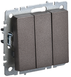 BRITE Выключатель 3-клавишный 10А ВС10-3-0-БрТБ темная бронза IEK BR-V30-0-10-K45