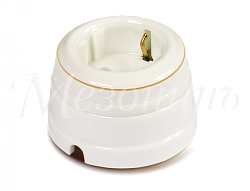 Розетка ретро фарфоровая двухполюсная с з/к,  в компл с подъемной рамкой 16А 250В, цвет - белый GE70301-50