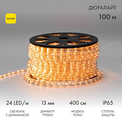 Дюралайт LED, свечение с динамикой (3W) - желтый, 24 LED/м, бухта 100м 121-321-4