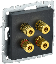 BRITE Аудиорозетка 4-местная РА10-БрЧ черный IEK BR-S40-K02