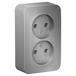Розетка 2-м ОП Blanca 16А IP20 250В без заземл. без защ. шторок алюм. SE BLNRA000203 1210536