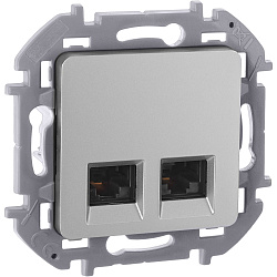 INSPIRIA Розетка компьютерная двойная RJ45 категория 5Е UTP алюминий 673837