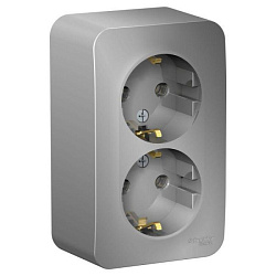 Розетка 2-м ОП Blanca 16А IP20 250В с заземл. без защ. шторок алюм. SE BLNRA010203 1210538