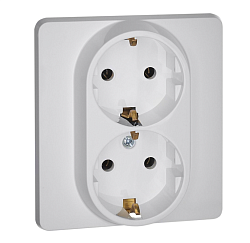 INSPIRIA Розетка 2-местная с заземлением без защитных шторок 16А в сборе белый 673750