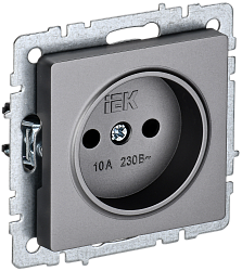 BRITE Розетка 1-местная без заземления без защитных шторок 10А РС10-1-0-БрС сталь IEK BR-R10-10-K46