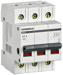 Выключатель нагрузки (мини-рубильник) ВН-32 3Р 63А GENERICA MNV15-3-063