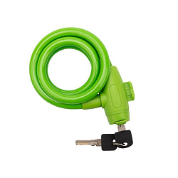 Тросовый замок взломостойкий для велосипедов и колясок с ключом 100 см зеленый 79-0303