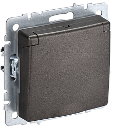BRITE Розетка 1-местная с заземлением с защитными шторками и крышкой 16А IP44 РСбш10-3-44-БрТБ темная бронза IEK BR-R16-16-44-K45