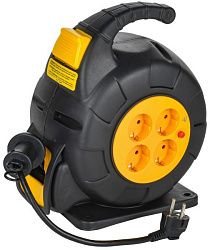 TWIST Катушка УК10 4 места с заземлением 3х1,5мм2 с автосмоткой кабеля 10м IEK TW-KP27-16-04-10