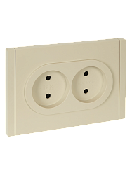FORTE&PIANO Розетка 2-местная без заземления с защитными шторками безвинтовое крепление 10А FP425 ваниль IEK FP-R23-10-1-K10
