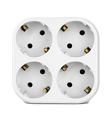 Разветвитель электрический 4 розетки с заземлением, 16А, белый DEKRON DEK0907-0014