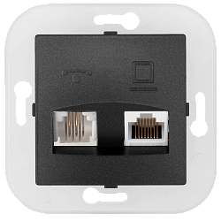 Розетка комбинированная (телефонная + компьютерная) (полимерный суппорт) ТРК-002 графит 11550BY