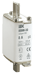 Плавкая вставка предохранителя ППНИ-33 габарит 00С 8А IEK DPP11-008