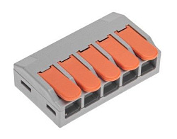 Универсальная клемма СМК 222-615/221-615, 5-проводная серая 0,5-4/6 мм² (15 шт/уп) REXANT 07-5273