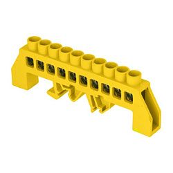 Шина "0" РЕ (8x12мм) 10 отв. латунь желтый нейл. корп. комбинир. EKF sn0-125-10-dpe