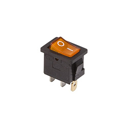 Выключатель клавишный 250В 6А (3с) ON-OFF желтый с подсветкой Mini REXANT 36-2152