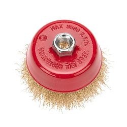 Щетка чашечная для УШМ, витая латунированная проволока, 100мм, М14 KRANZ KR-91-1209