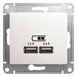 Розетка USB Glossa тип A+C 5В/2.4А 2х5В/1.2А механизм перламутр. SE GSL000639 1340091