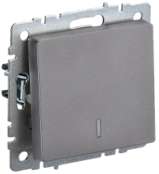 BRITE Выключатель 1-клавишный проходной с индикацией 10А ВС10-1-7-БрС сталь IEK BR-V12-1-10-K46