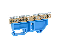 Шина N "ноль" на DIN-изоляторе СИНИЙ 6х9-14 DEKRON AN0803-0006