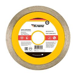 Диск алмазный отрезной сплошной 115x22,2x1,8x10мм KRANZ KR-90-0110