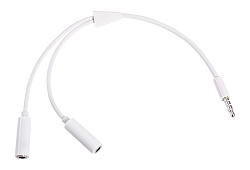 Аудиоразветвитель штекер 3,5мм на 2 по 3,5мм, 0,3м, белый REXANT 18-1100