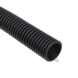 Труба гофрированная из ПНД безгалогенная HF, с зондом, ø25мм, черная (бухта 50 м/уп) REXANT 28-0025-3